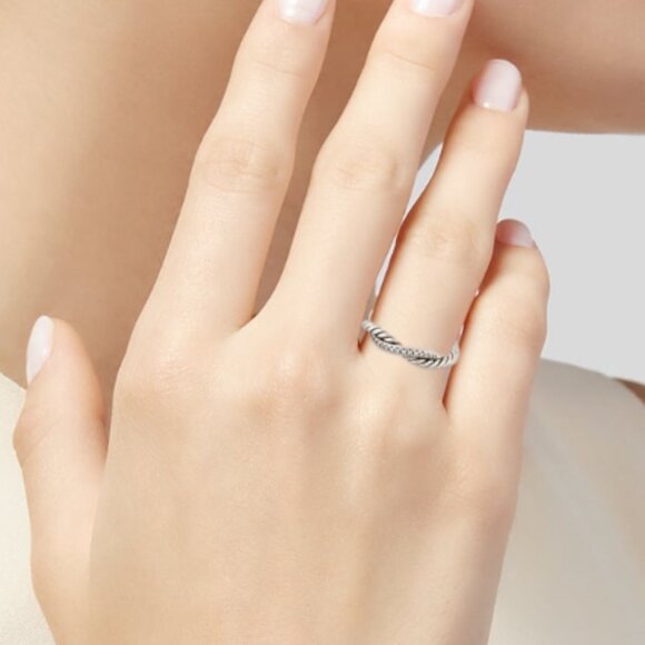 DAVID YURMAN DIAMOND STERLING SILVER 925 PETITE INFINITY BAND RING - Picture 10 of 10